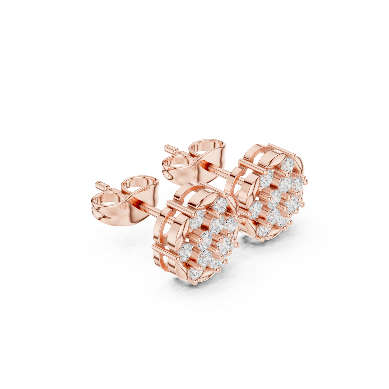 Gold Earrings AGDER-353, Rose Gold, view 1