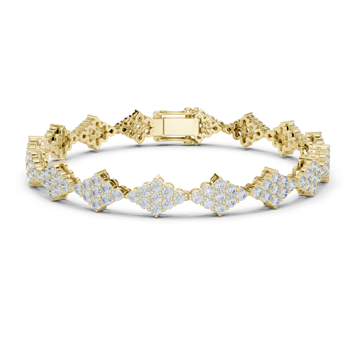14K Solid Gold Lab Diamond Bracelet, Yellow Gold