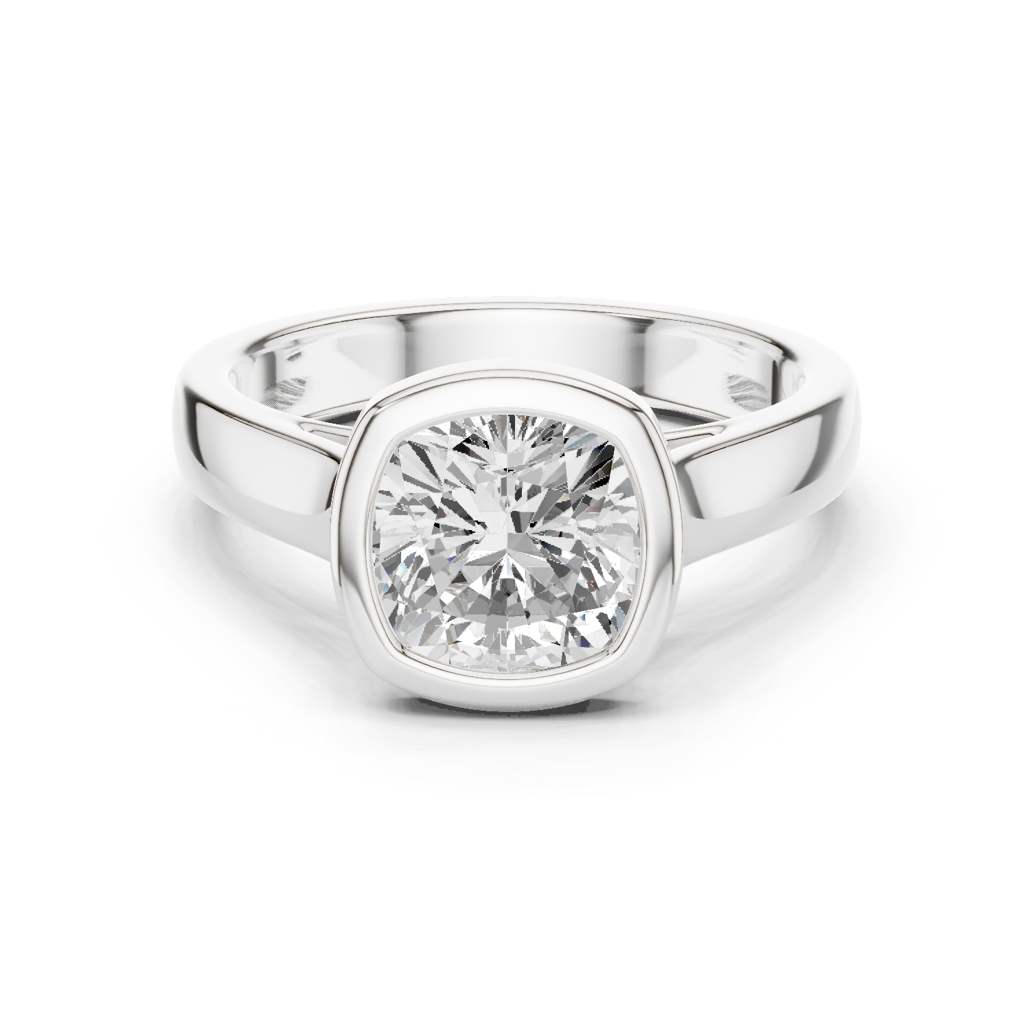 Gold Jewelry L36-3, Cushion center stone, White Gold