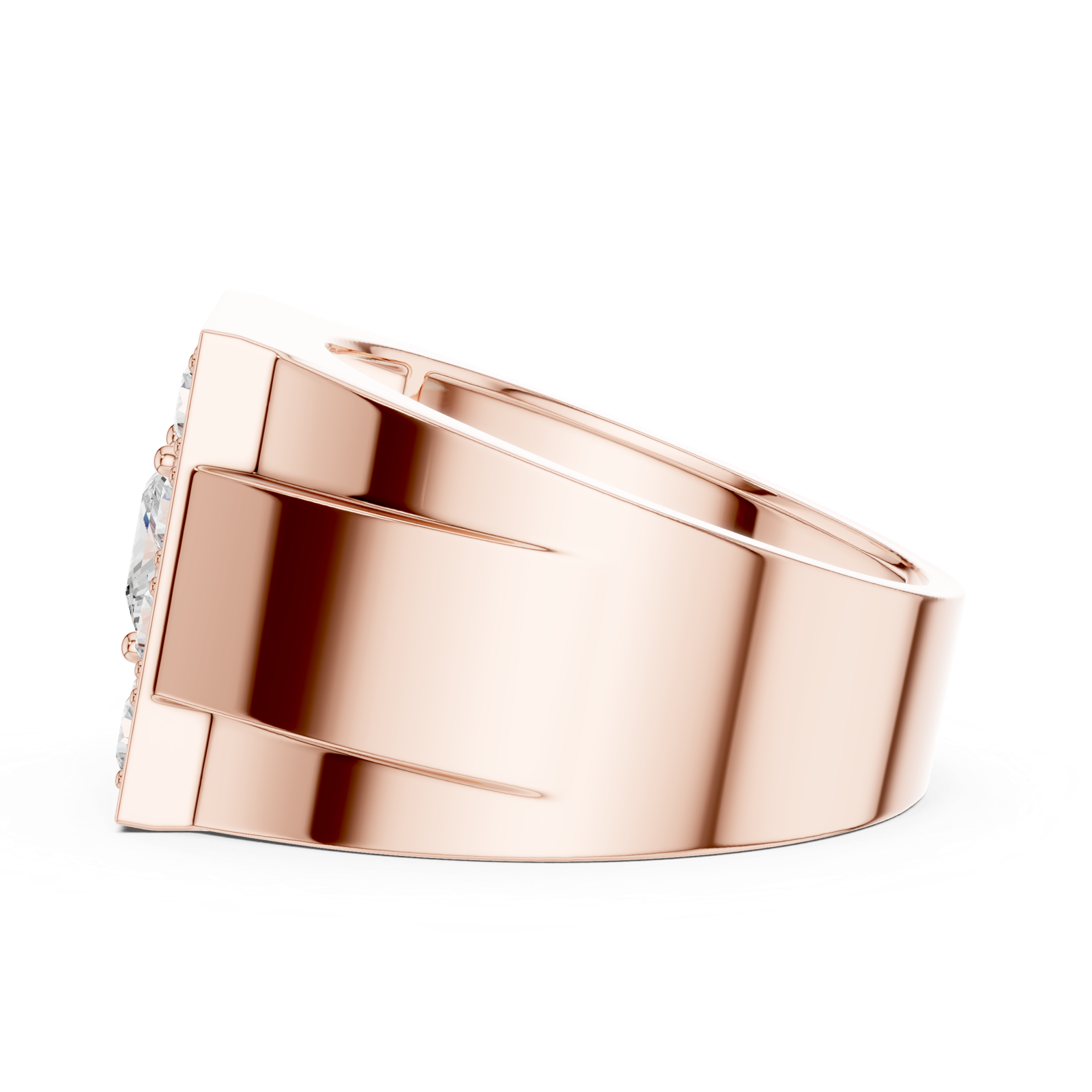 14K Solid Gold Lab Diamond Halo Ring, Rose Gold, view 3
