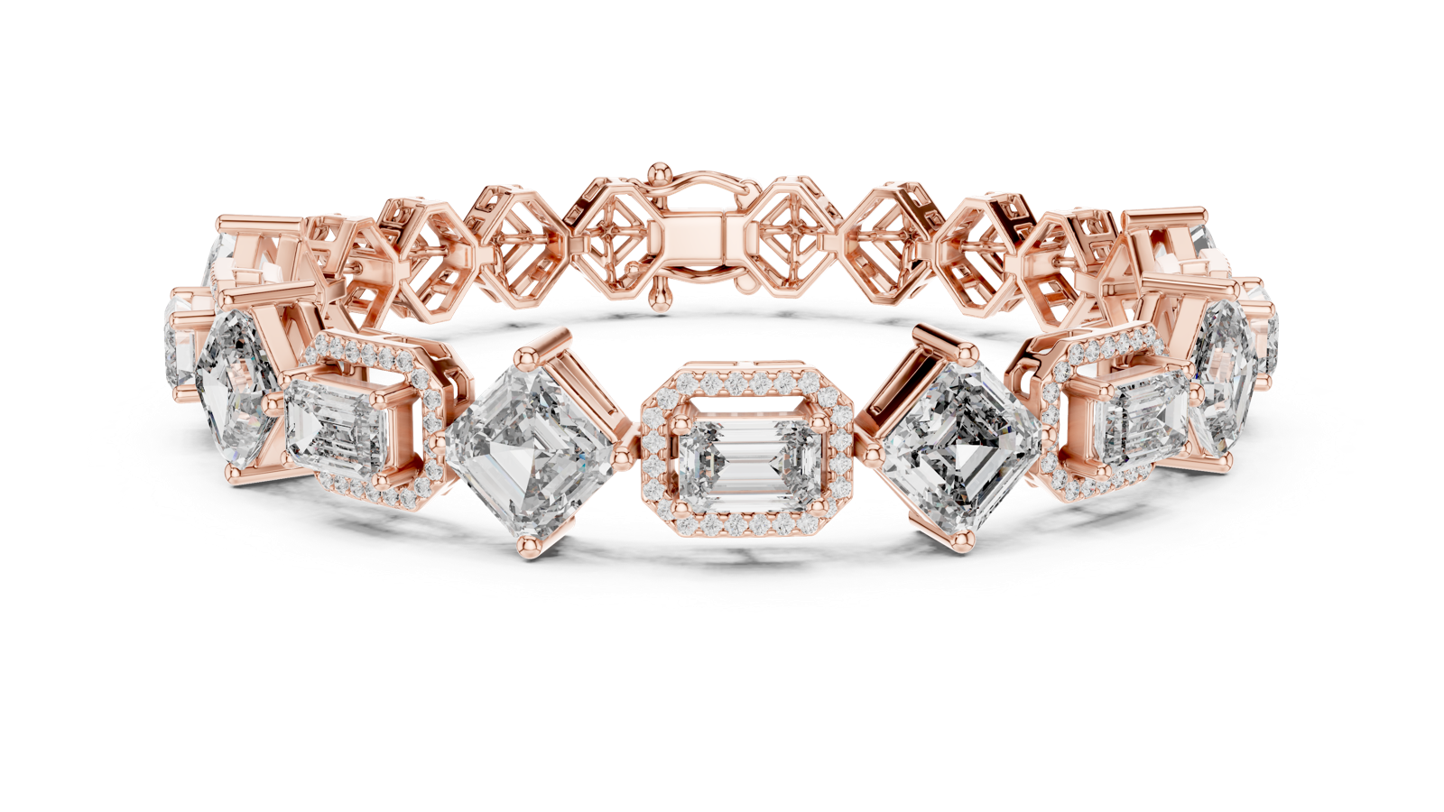 14K Solid Gold Lab Diamond Bracelet, Rose Gold