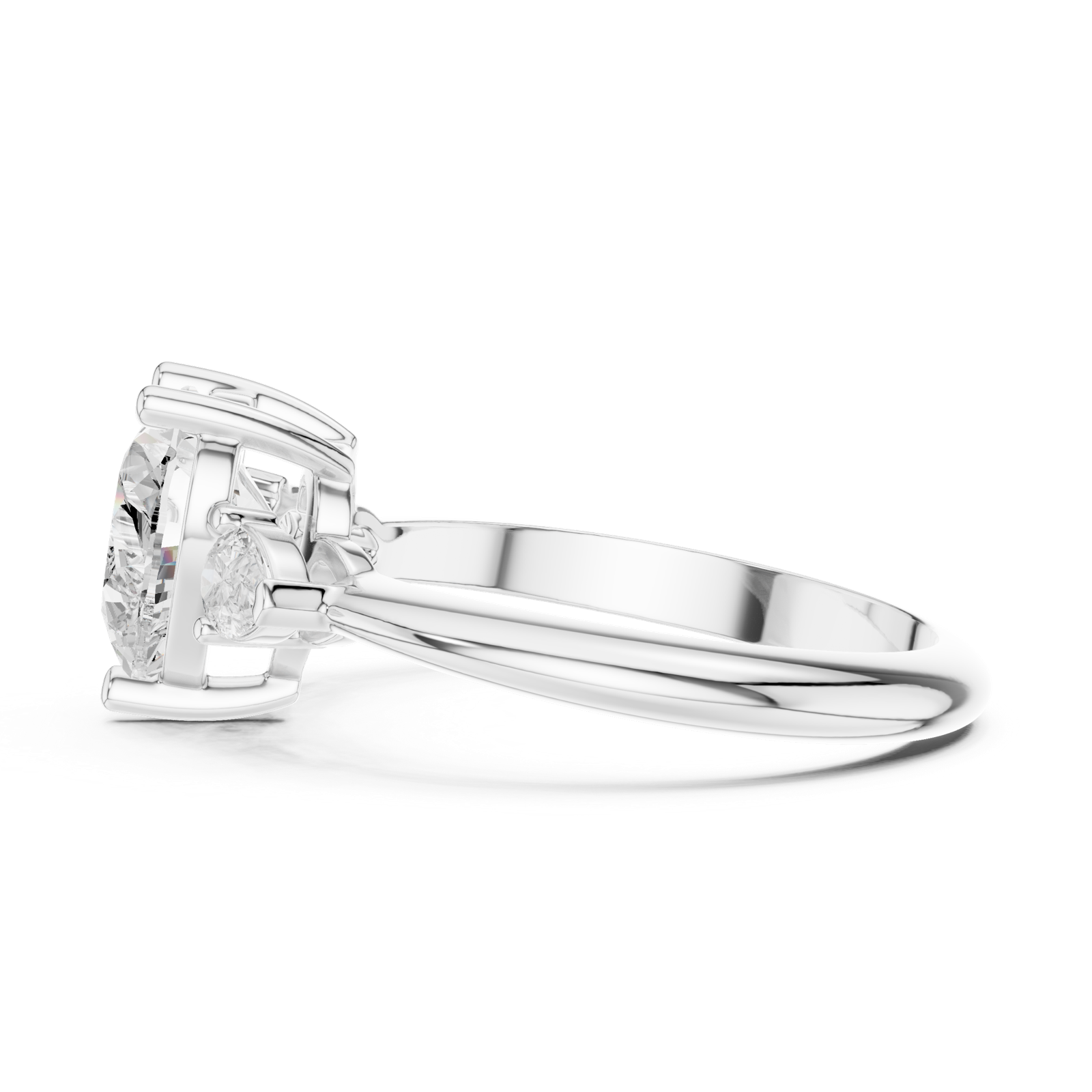 Gold Jewelry L35-66, Heart center stone, White Gold, view 3