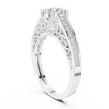 14K Solid Gold Lab Diamond Halo Ring, White Gold, view 1