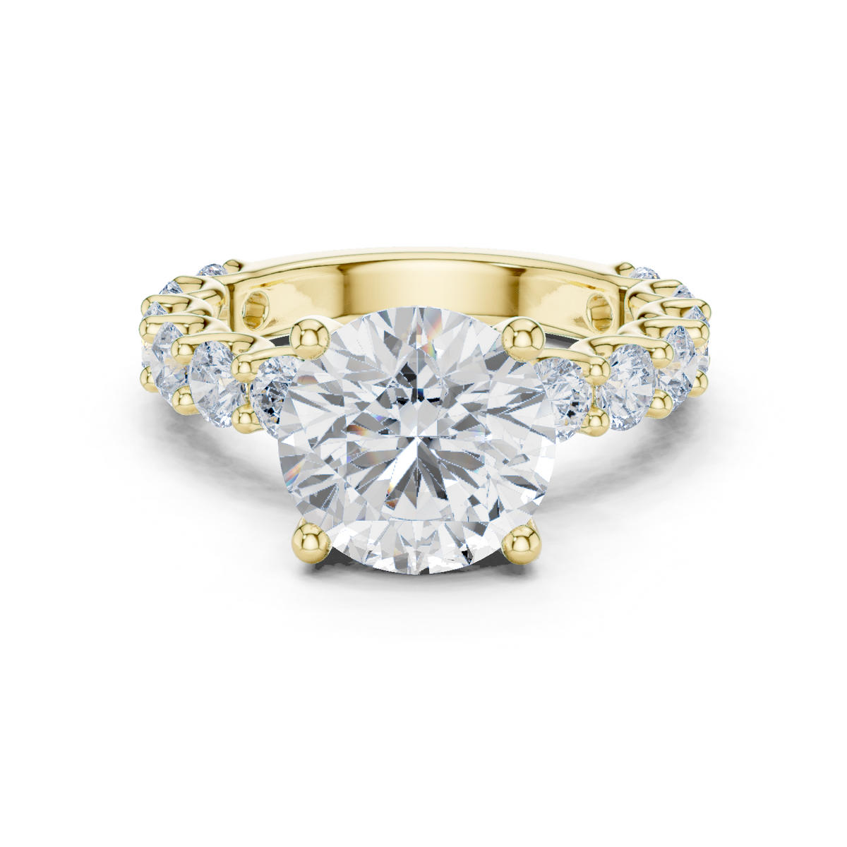 14K Solid Gold Lab Diamond Solitaire Ring, Yellow Gold