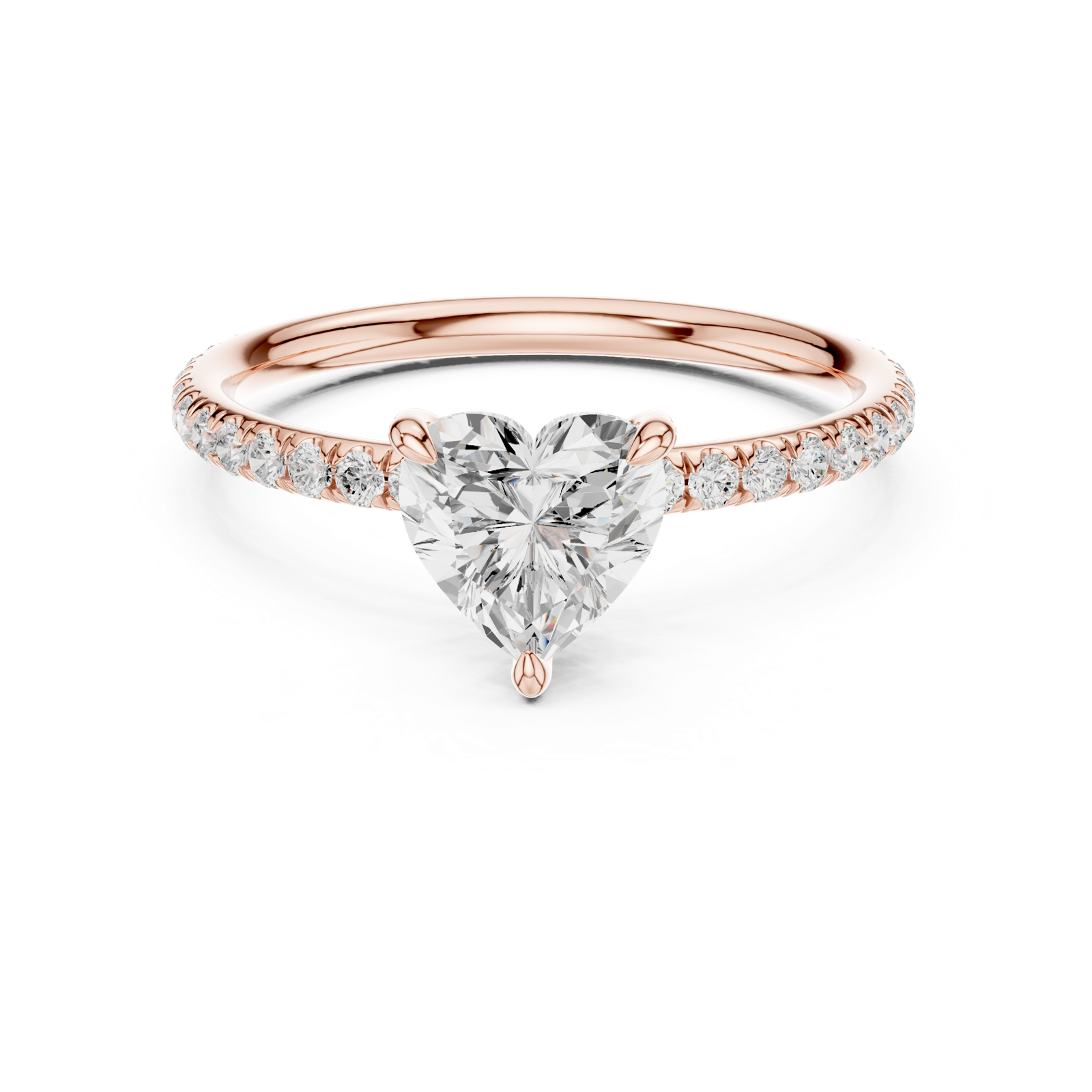 Gold Jewelry L36-15, Heart center stone, Rose Gold, view 4