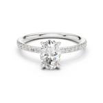 Gold Jewelry L36-15, Oval center stone, White Gold