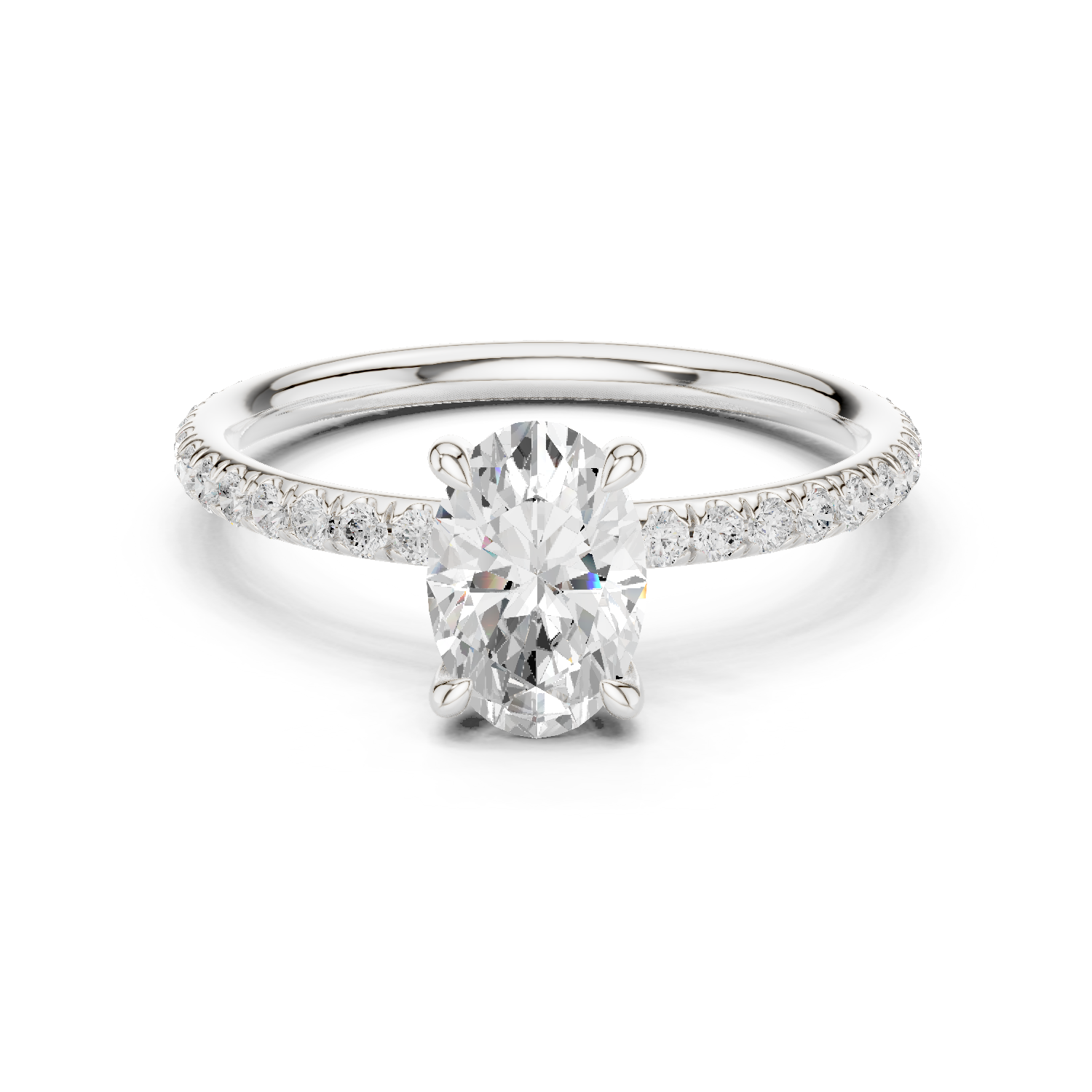 Gold Jewelry L36-15, Oval center stone, White Gold