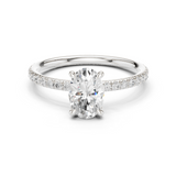 Gold Jewelry L36-15, Oval center stone, White Gold