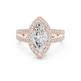 Gold Ring DDLR-350, Marquise center stone, Rose Gold, view 4