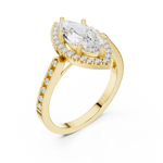 Gold Ring DDLR-349, Marquise center stone, Yellow Gold, view 2