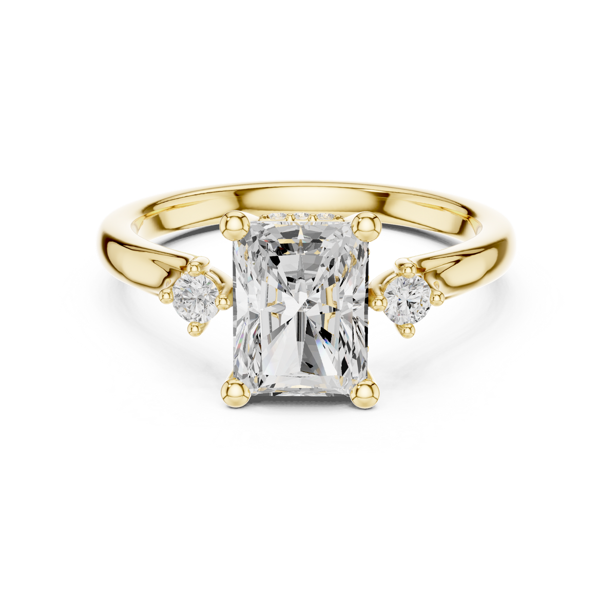 14K Solid Gold Lab Diamond Solitaire Ring, Yellow Gold