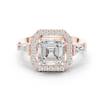 Gold Ring, Asscher center stone, Rose Gold