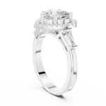 Gold Ring DDLR-342, Heart center stone, White Gold, view 1