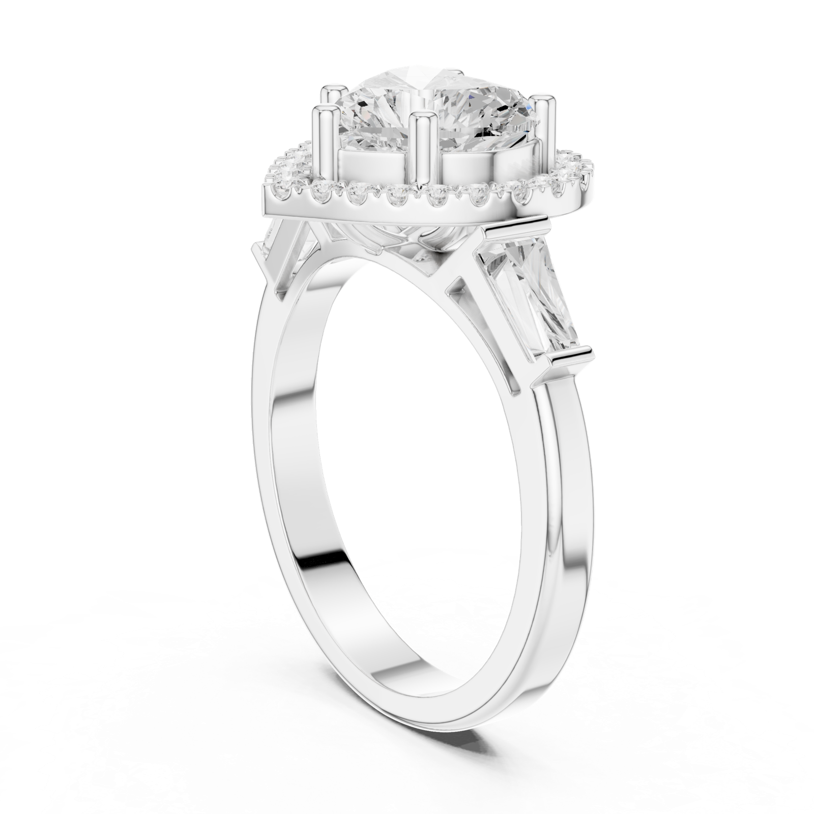 Gold Ring DDLR-342, Heart center stone, White Gold, view 1