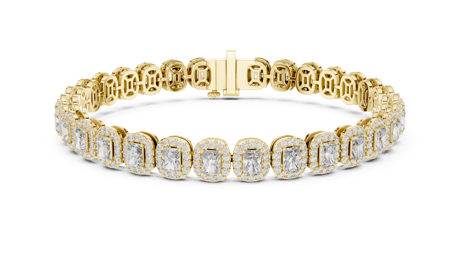 14K Solid Gold Lab Diamond Bracelet, Yellow Gold, view 4