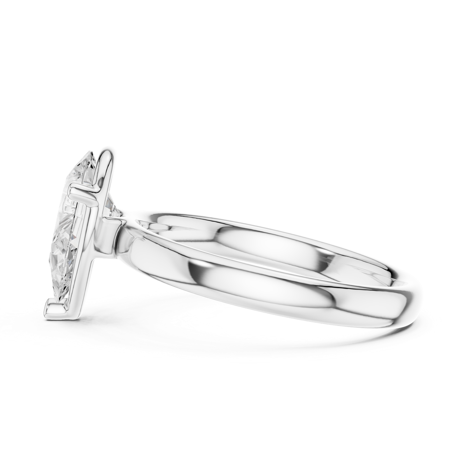 Gold Jewelry L36-10, Pear center stone, White Gold, view 3