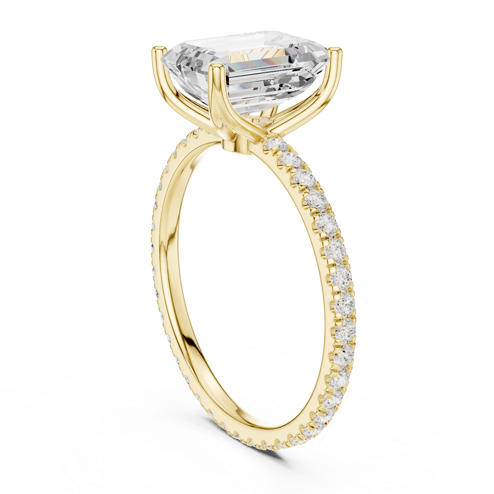 Gold Jewelry, Emerald center stone, Yellow Gold, view 1