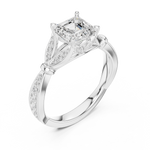 Gold Ring DDLR-257, Asscher center stone, White Gold, view 2
