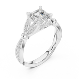 Gold Ring DDLR-257, Asscher center stone, White Gold, view 2