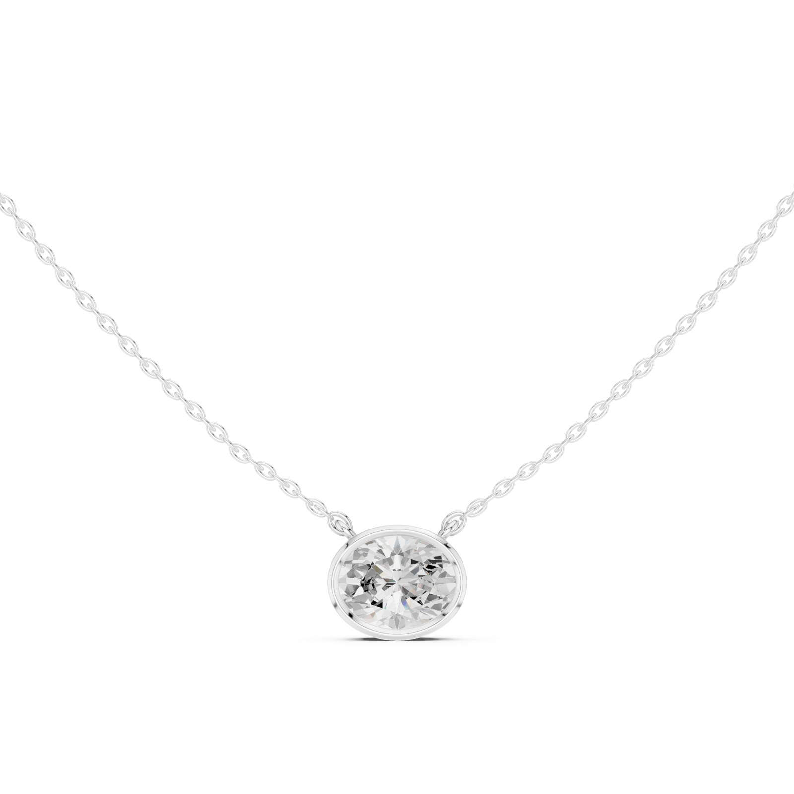 Gold Jewelry DDPO-007, Oval center stone, White Gold, view 4