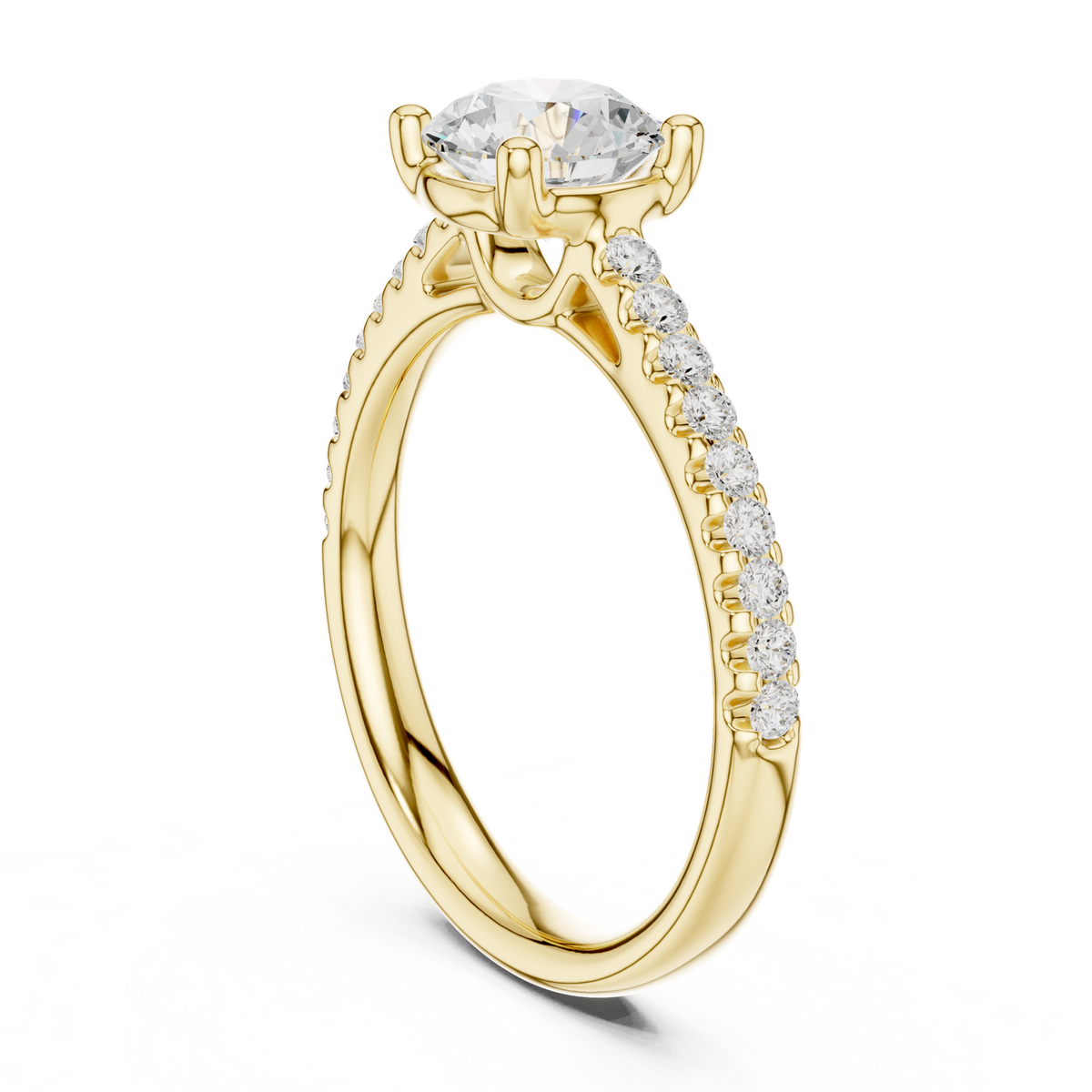 14K Solid Gold Lab Diamond Solitaire Ring, Yellow Gold, view 1
