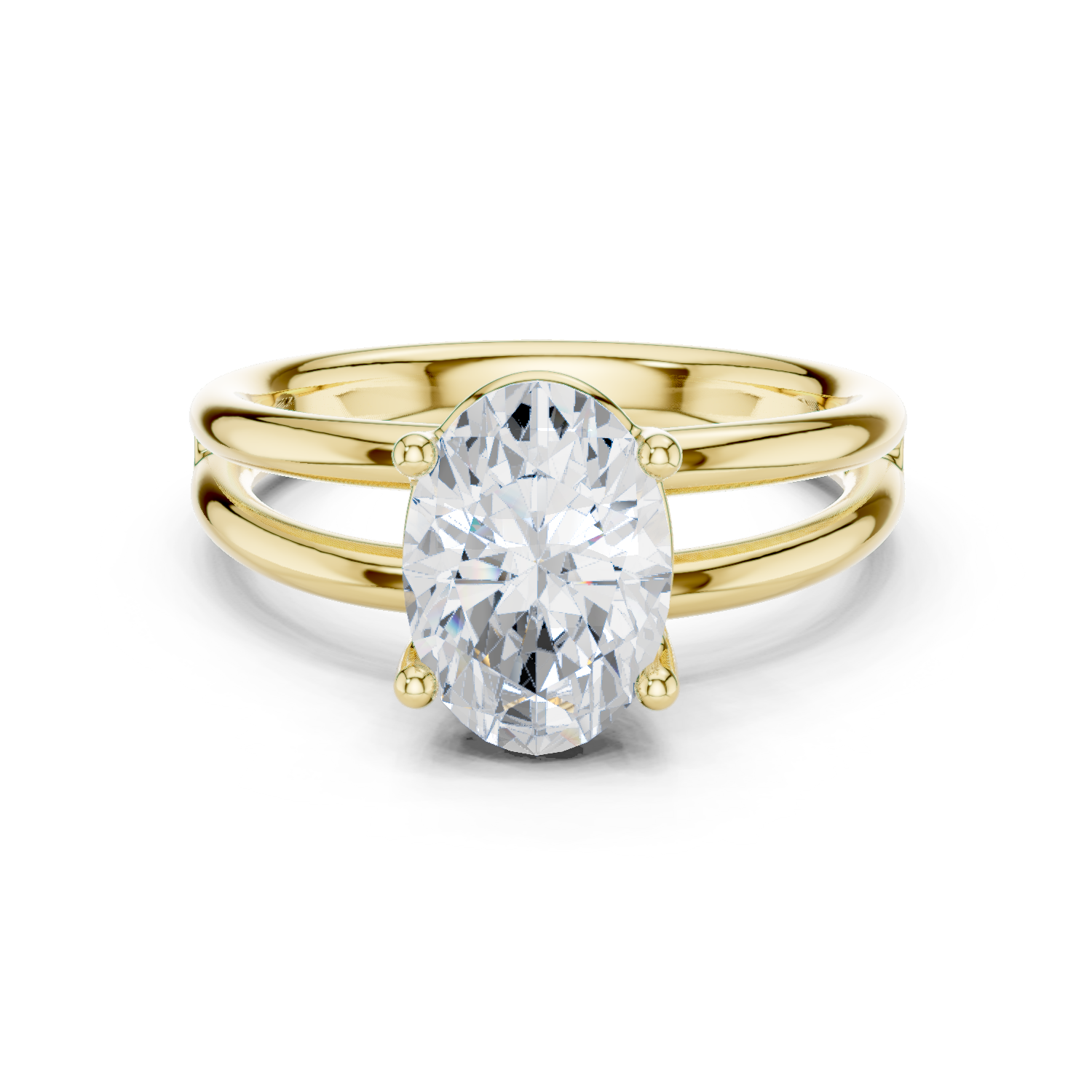Gold Jewelry L36-9, Oval center stone, Yellow Gold