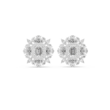 14K Solid Gold Lab Diamond Halo Earrings, White Gold