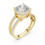 Gold Jewelry, Cushion center stone, Yellow Gold, view 2