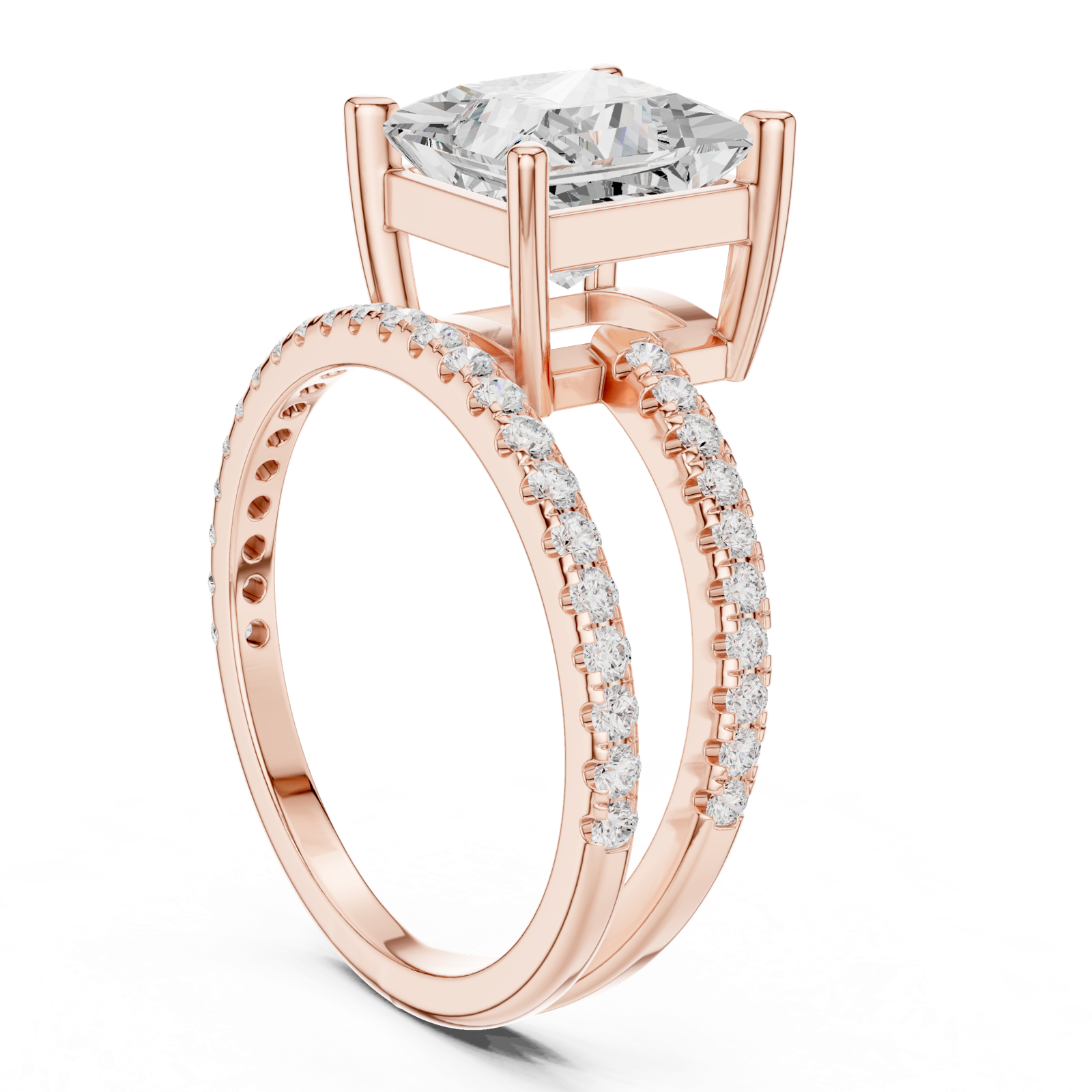 Gold Jewelry L35-39, Princess center stone, Rose Gold, view 1