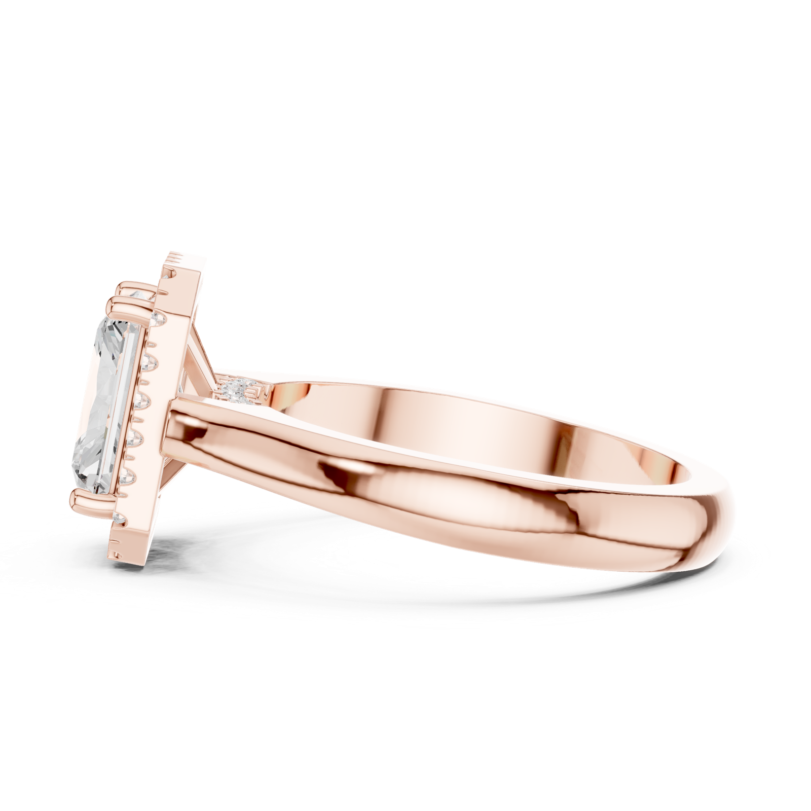 Gold Ring DDLR-338, Radiant center stone, Rose Gold, view 3