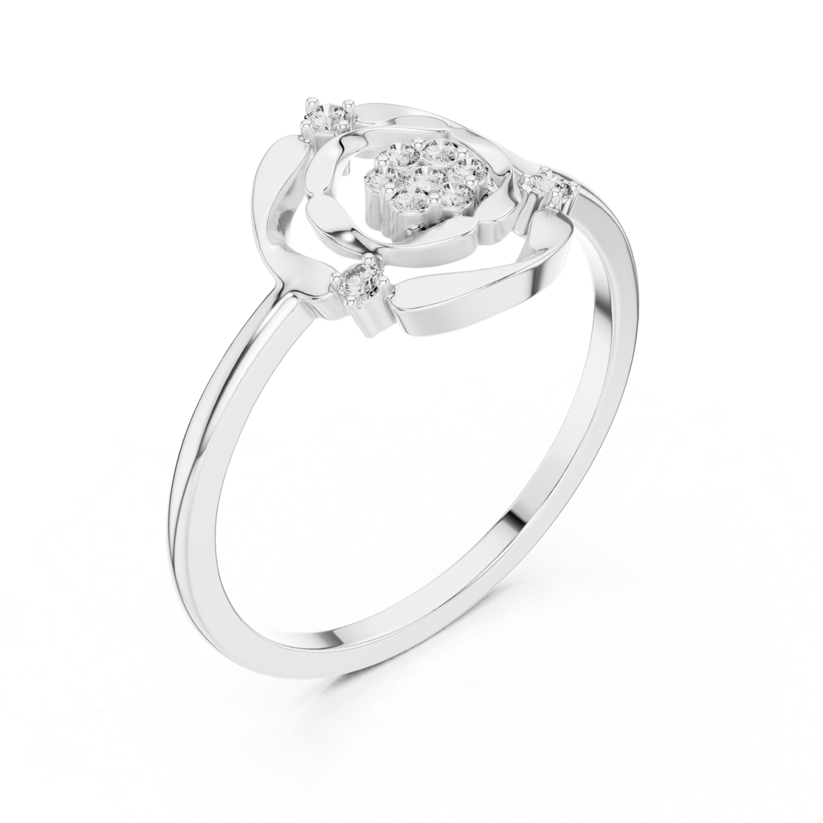 Gold Ring DR-6199, White Gold, view 2