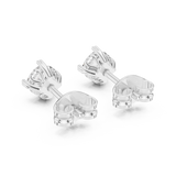 14K Solid Gold Lab Diamond Stud Earrings, White Gold, view 3