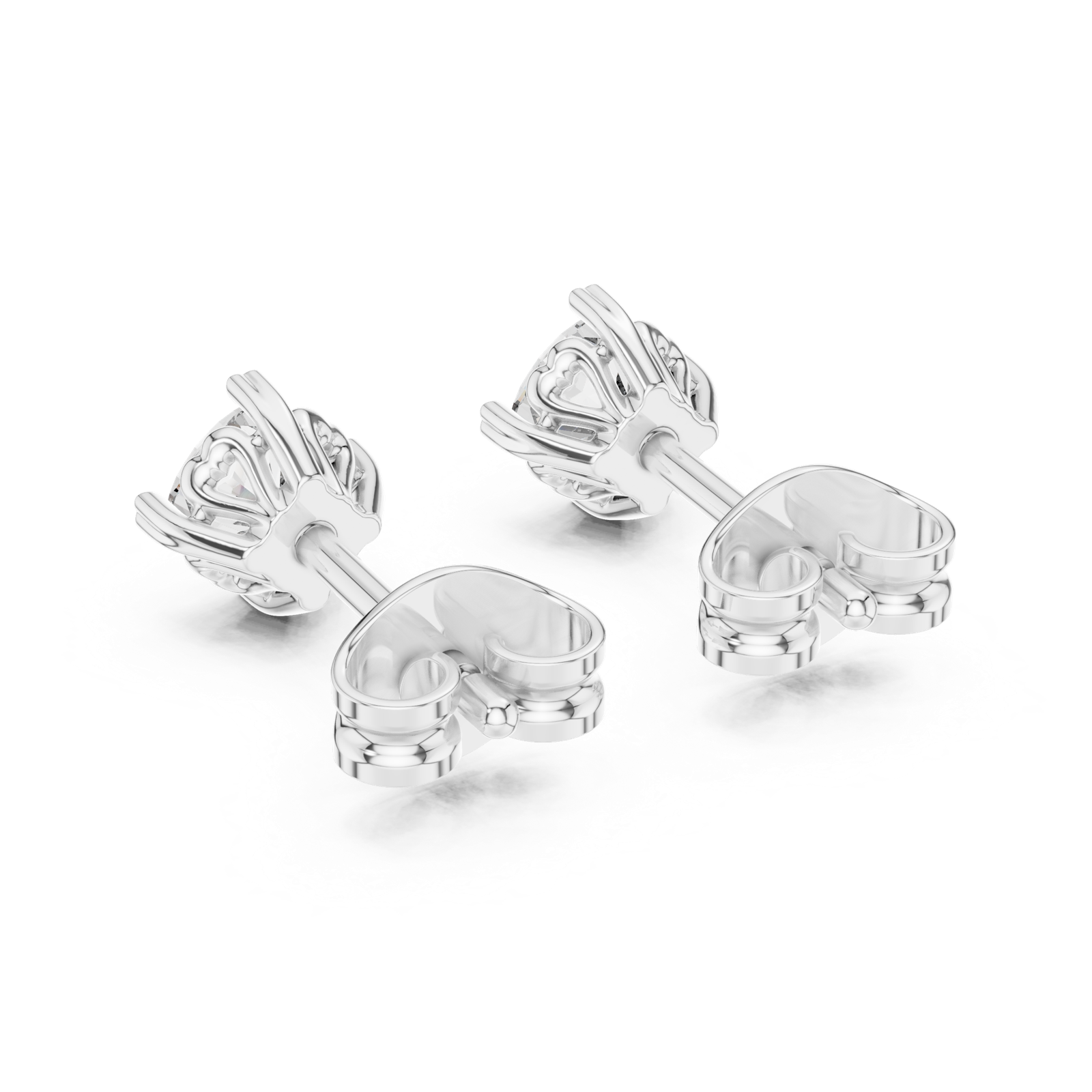 14K Solid Gold Lab Diamond Stud Earrings, White Gold, view 3