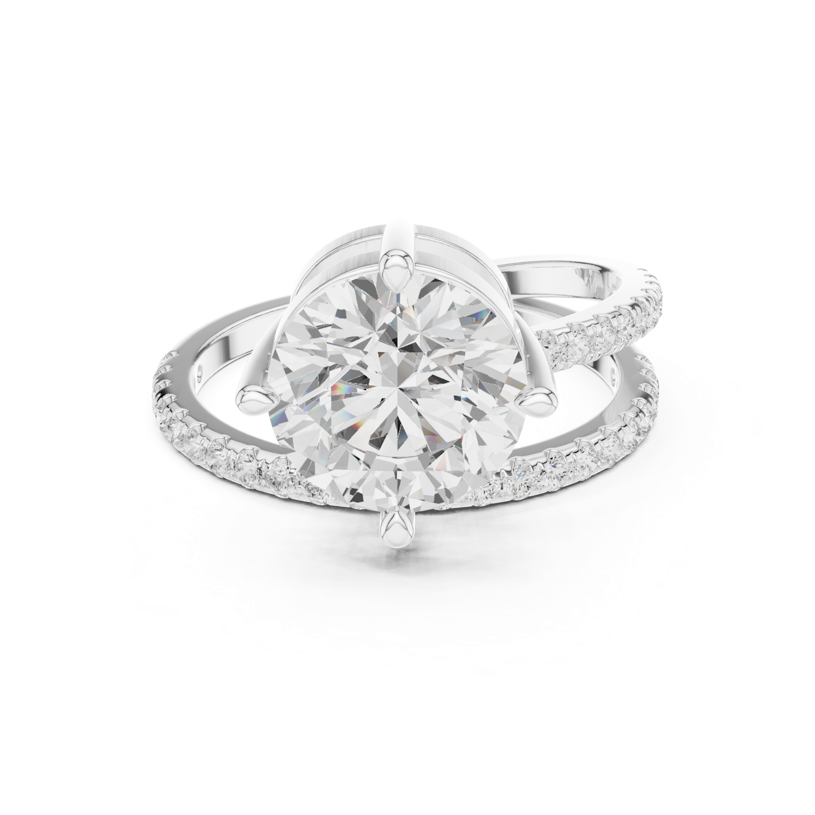 Gold Jewelry L35-39, Round center stone, White Gold, view 4