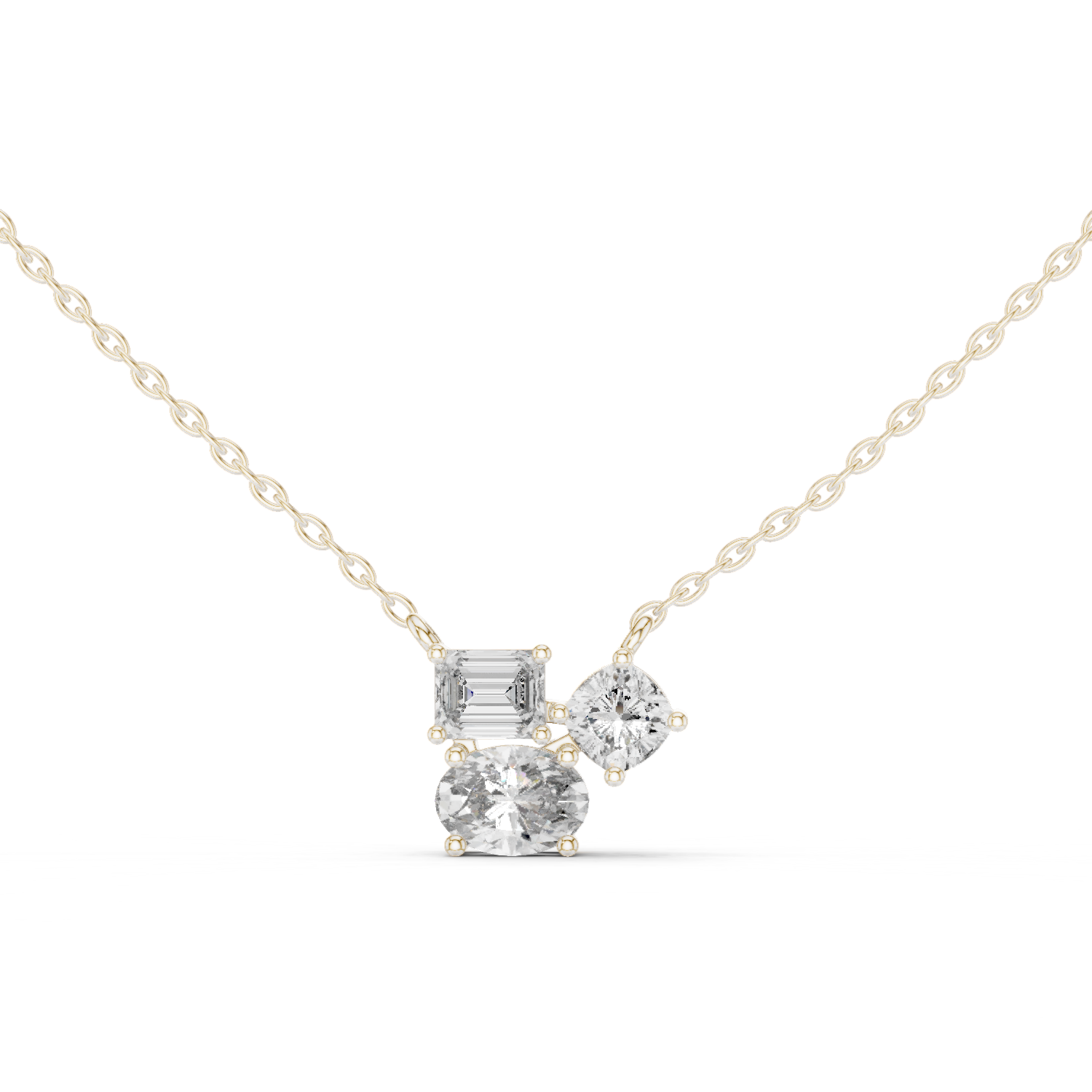 14K Solid Gold Lab Diamond Pendant Necklace, White Gold