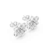 14K Solid Gold Lab Diamond Flower Cluster Earrings, White Gold, view 2