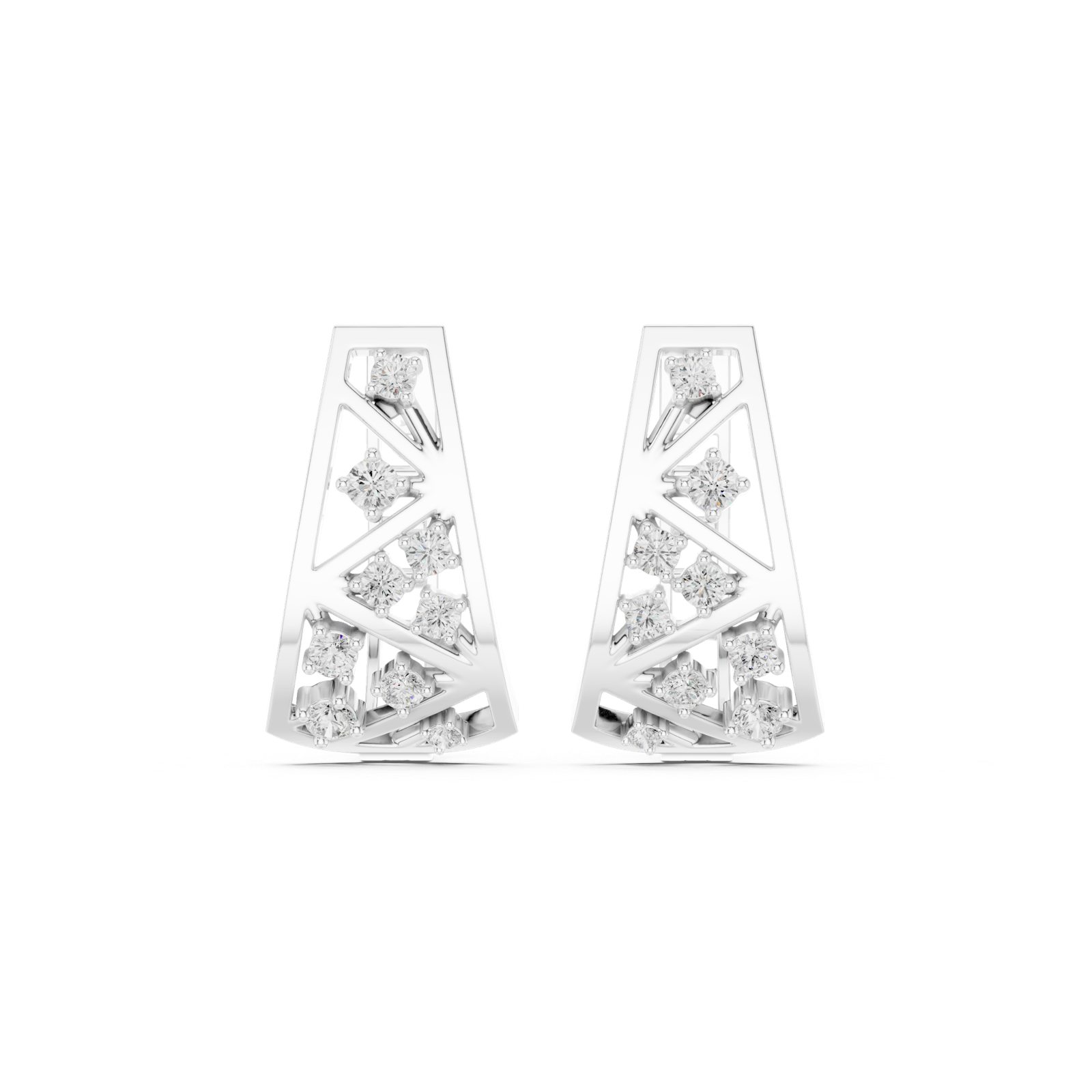 14K Solid Gold Lab Diamond Cluster Earrings, White Gold