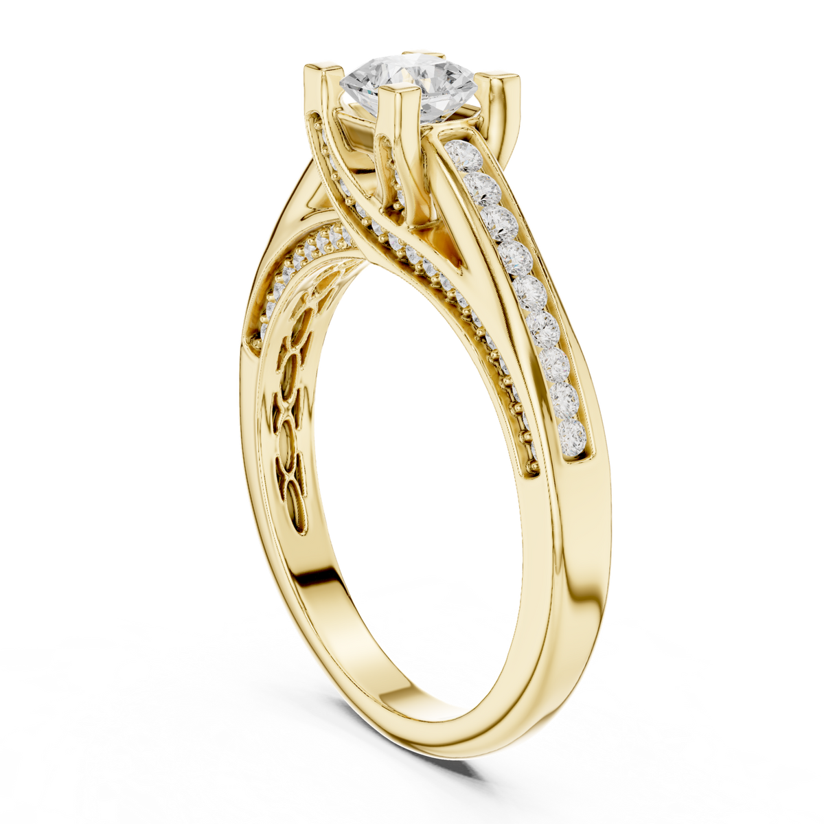 14K Solid Gold Lab Diamond Solitaire Ring, Yellow Gold, view 1
