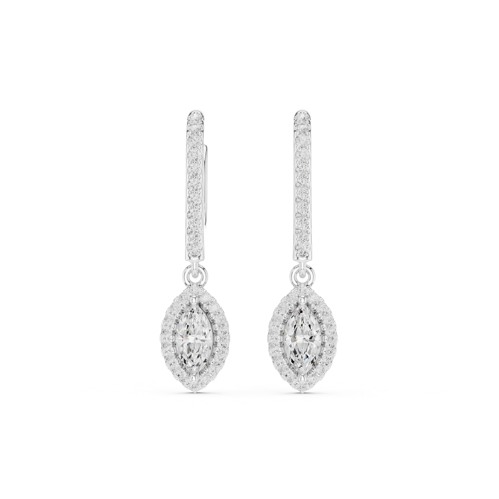 Gold Jewelry DDER-034, Marquise center stone, White Gold, view 4
