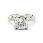Gold Ring, Cushion center stone, White Gold