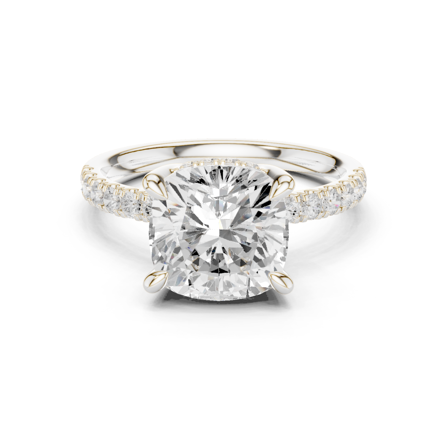Gold Ring, Cushion center stone, White Gold