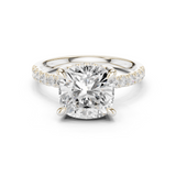 Gold Ring, Cushion center stone, White Gold