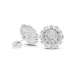14K Solid Gold Lab Diamond Halo Earrings, White Gold, view 1