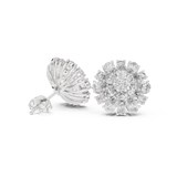14K Solid Gold Lab Diamond Halo Earrings, White Gold, view 1