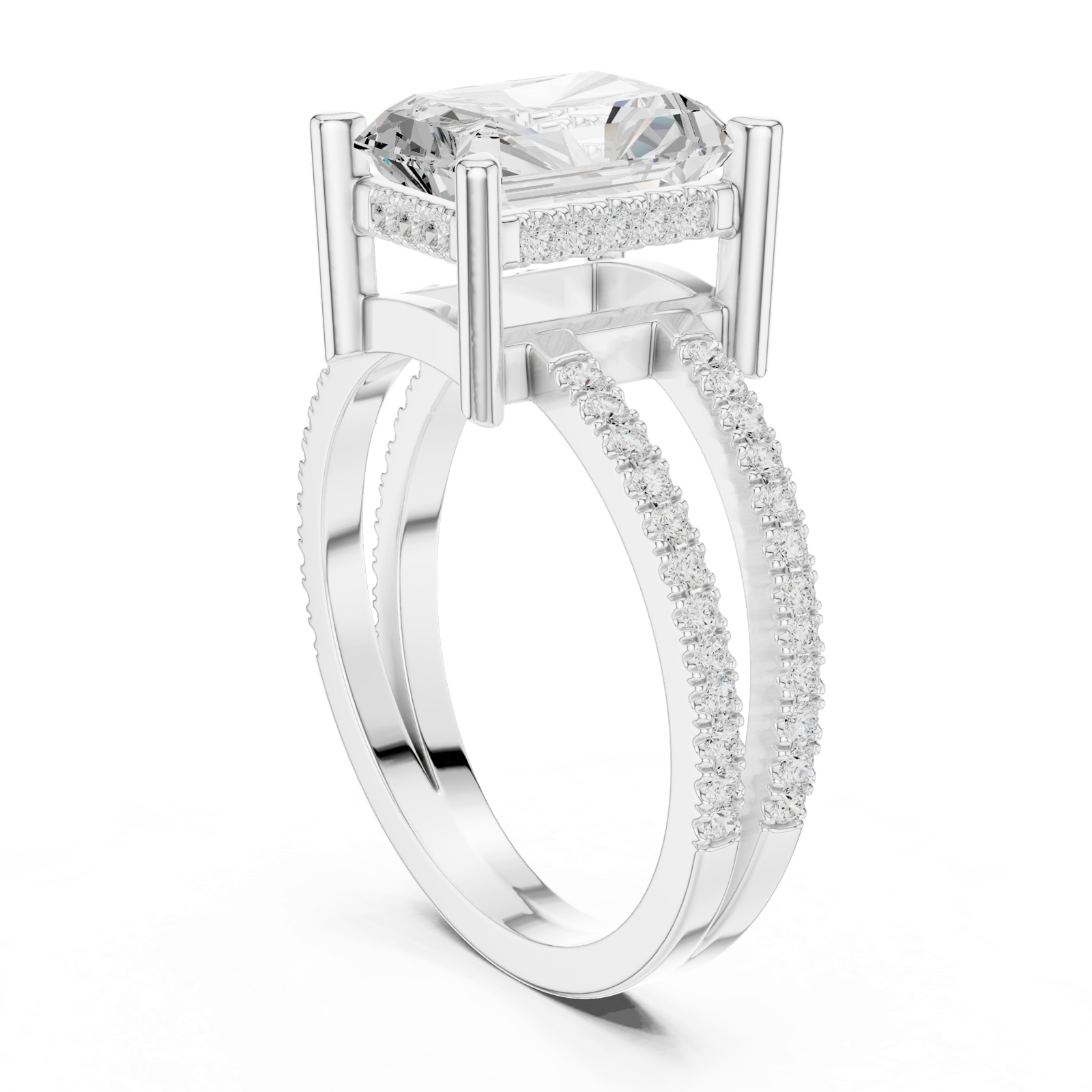 Gold Jewelry L36-13, Radiant center stone, White Gold, view 1