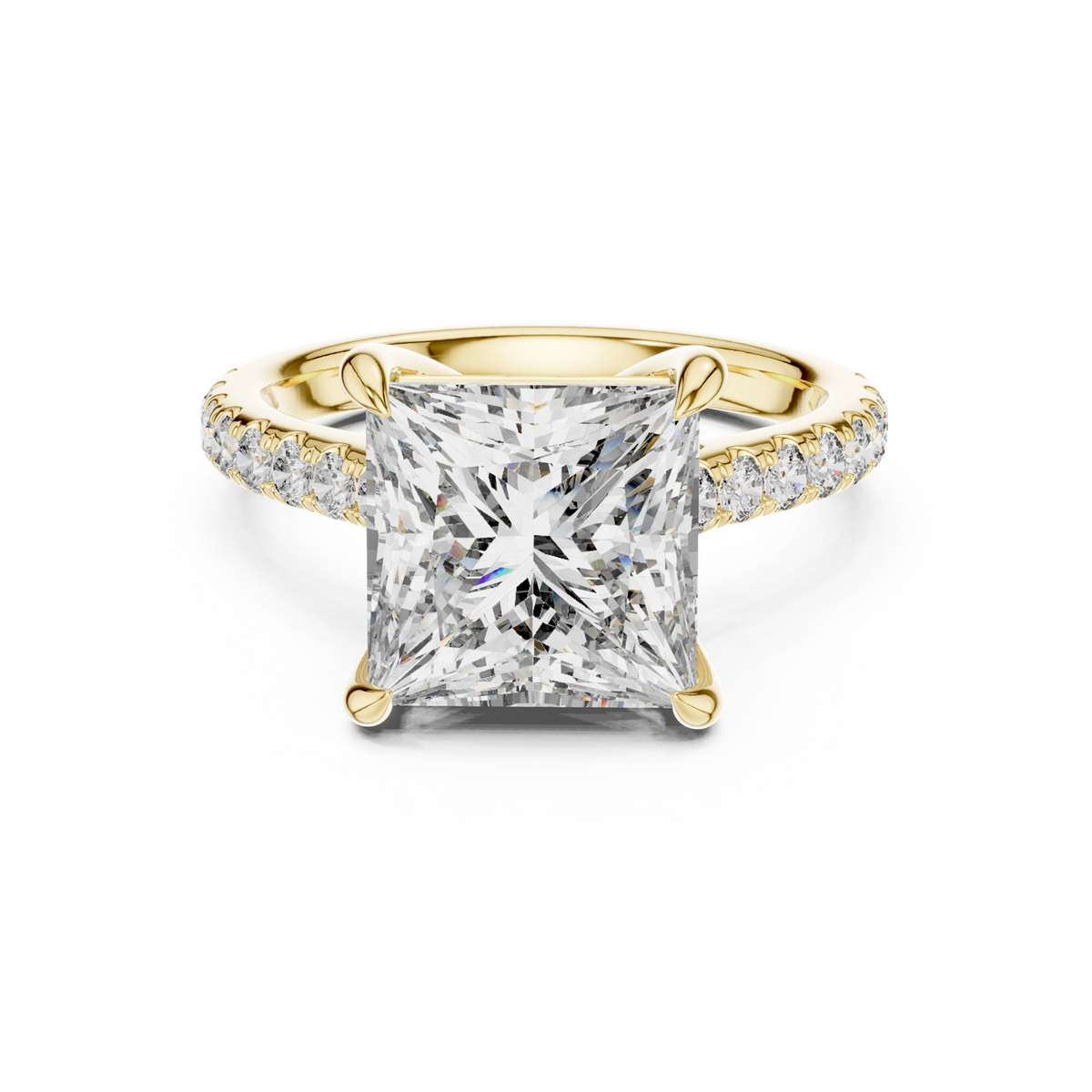 14K Solid Gold Lab Diamond Solitaire Ring, Yellow Gold