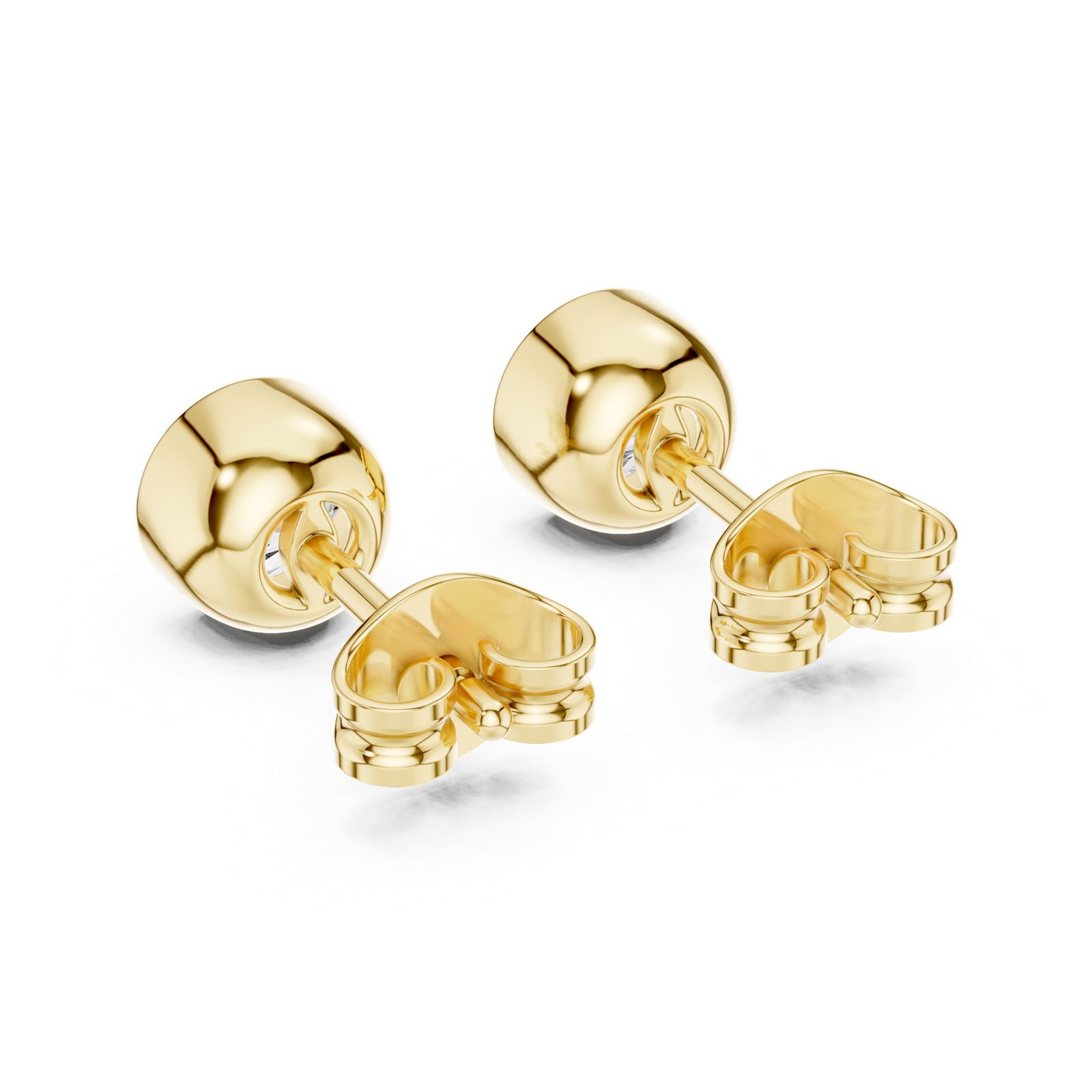14K Solid Gold Lab Diamond Stud Earrings, Yellow Gold, view 3