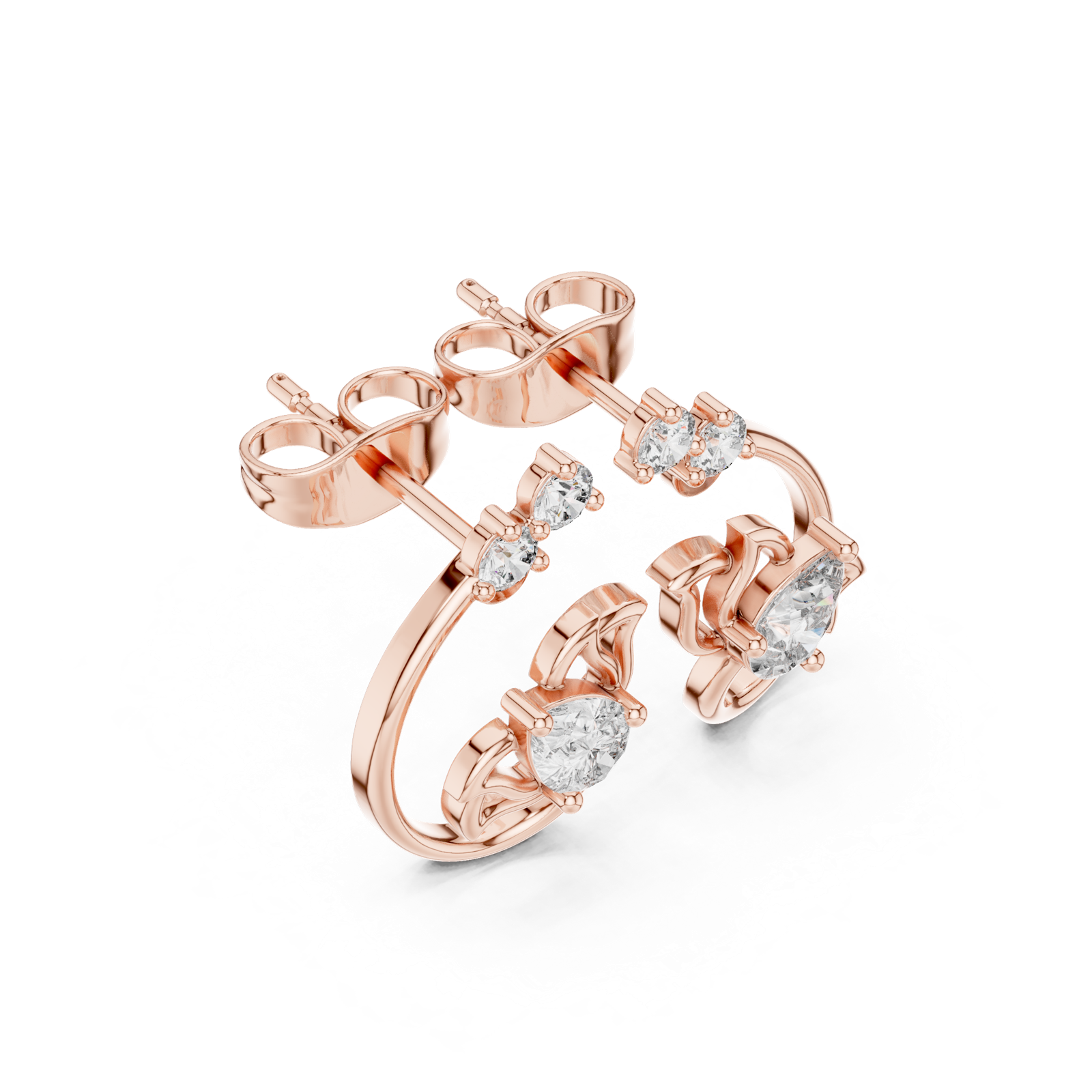 Gold Earrings L29-120, Rose Gold, view 2