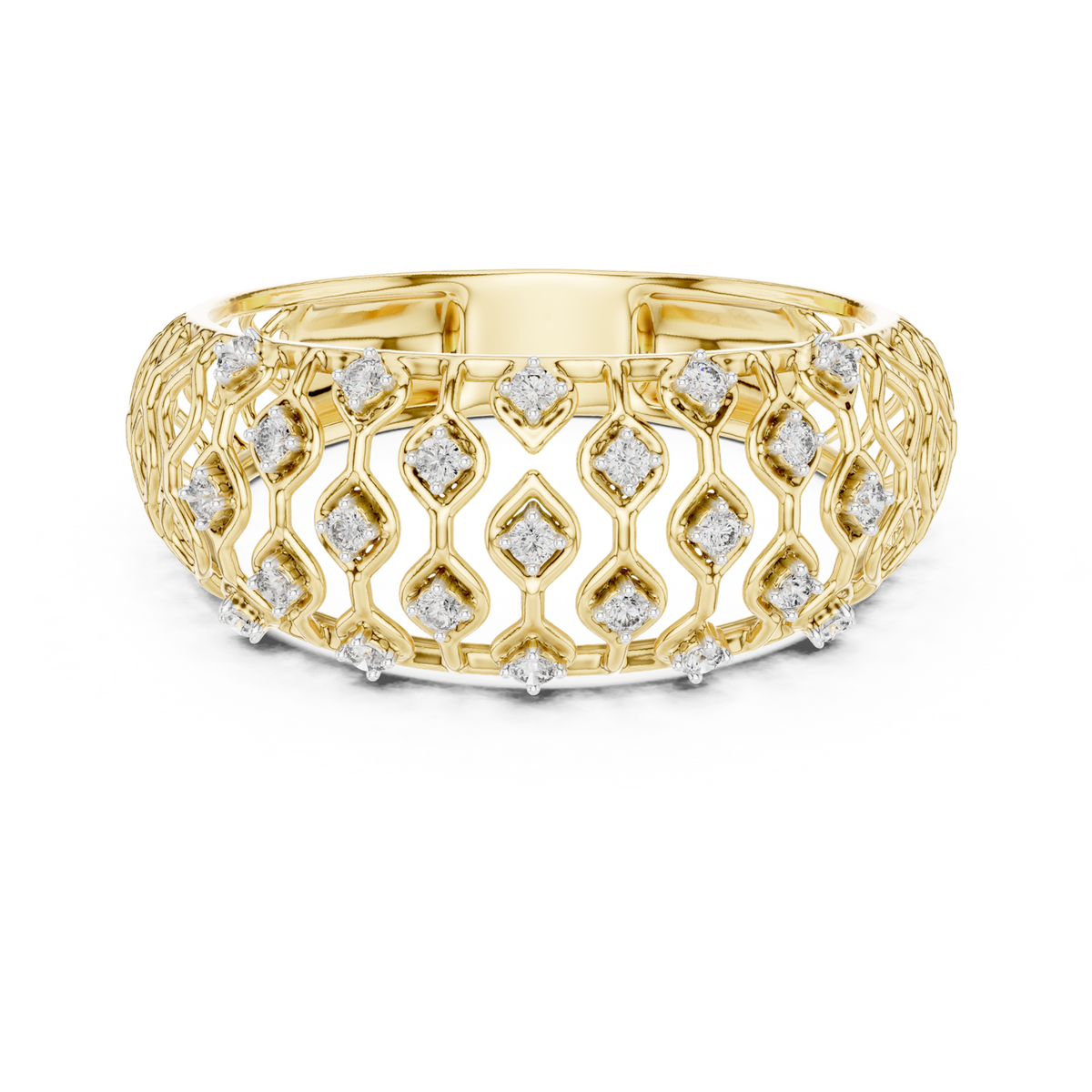 14K Solid Gold Lab Diamond Vintage Ring, Yellow Gold