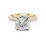 Gold Ring, Cushion center stone, Yellow Gold, view 4